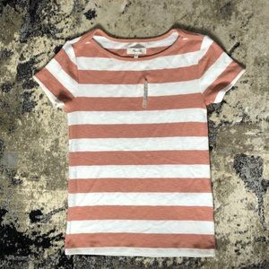 MADEWELL Pink and white striped t-shirt NWT